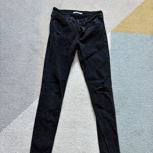 Levi 711 Skinny Jeans - Distressed Black
